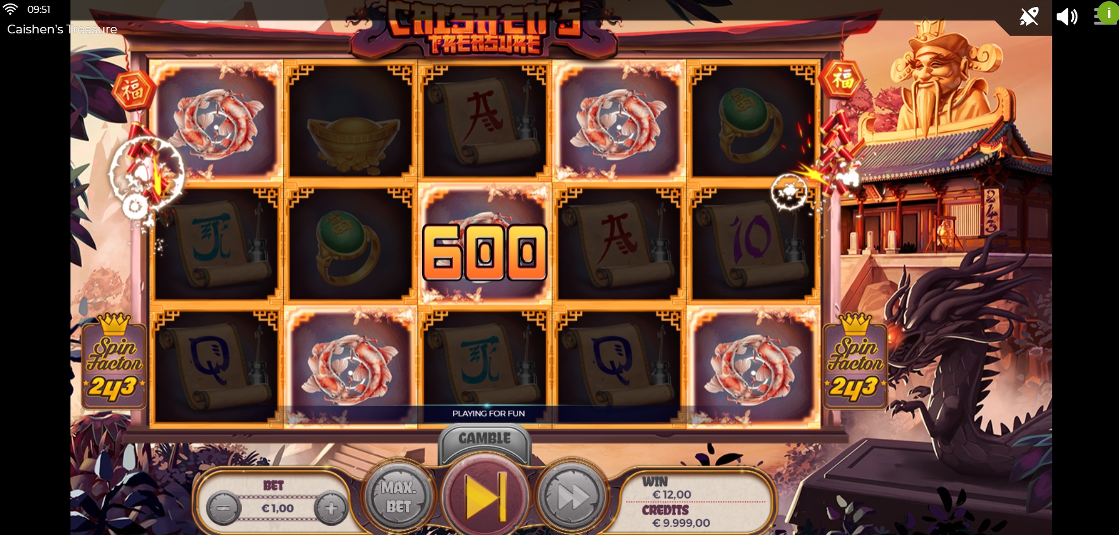 Win Money in Caishen's Treasure Free Slot Game by Spinmatic