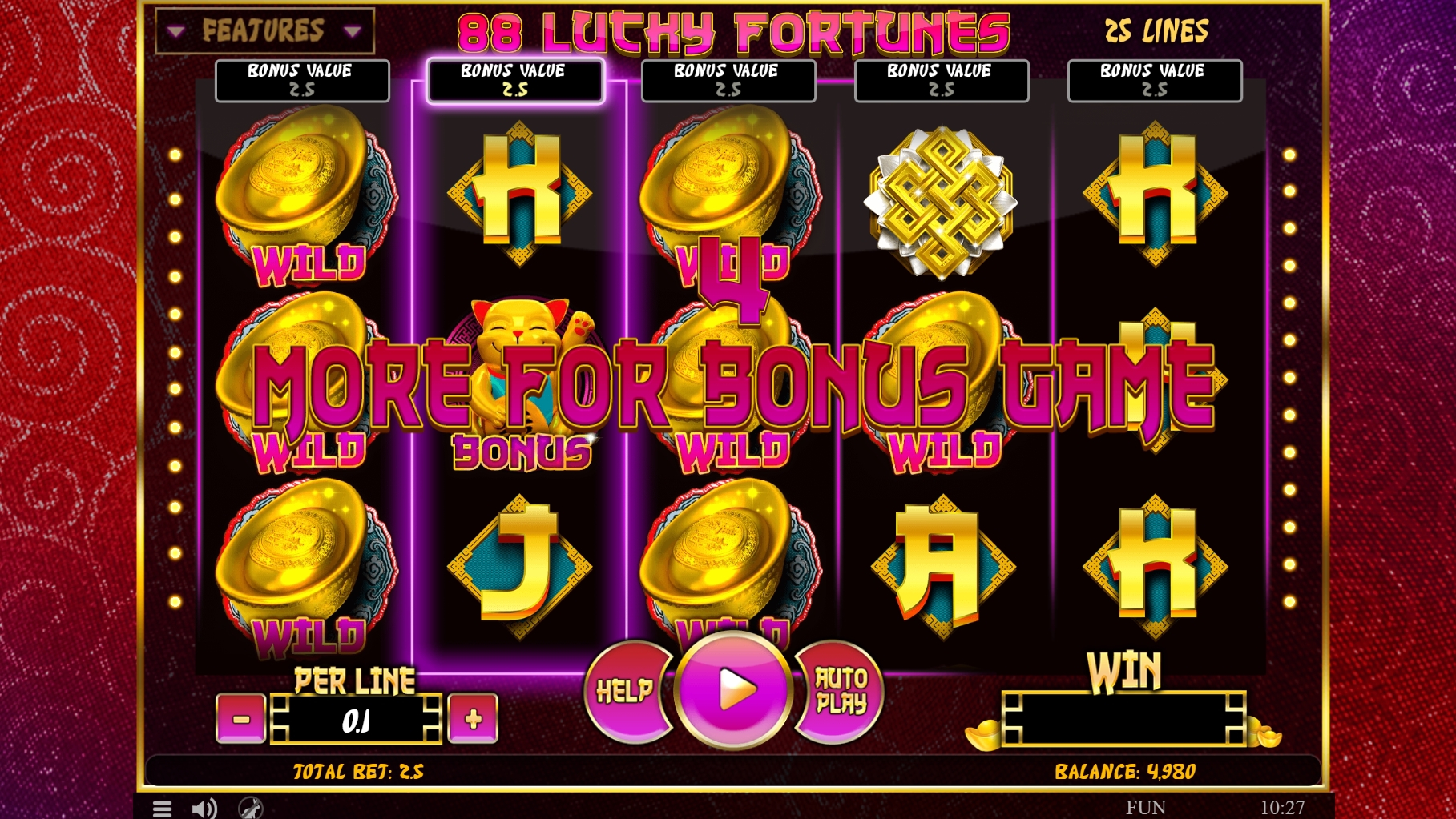 Win Money in 88 Lucky Fortunes Free Slot Game by Spinomenal