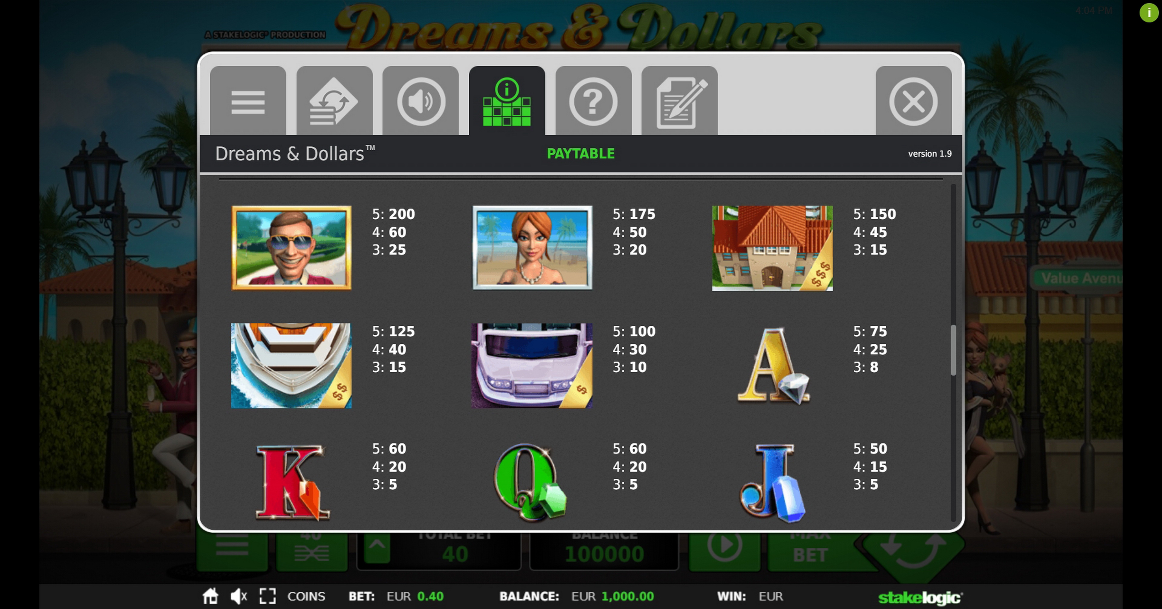 Info of Dreams & Dollars Slot Game by Stakelogic