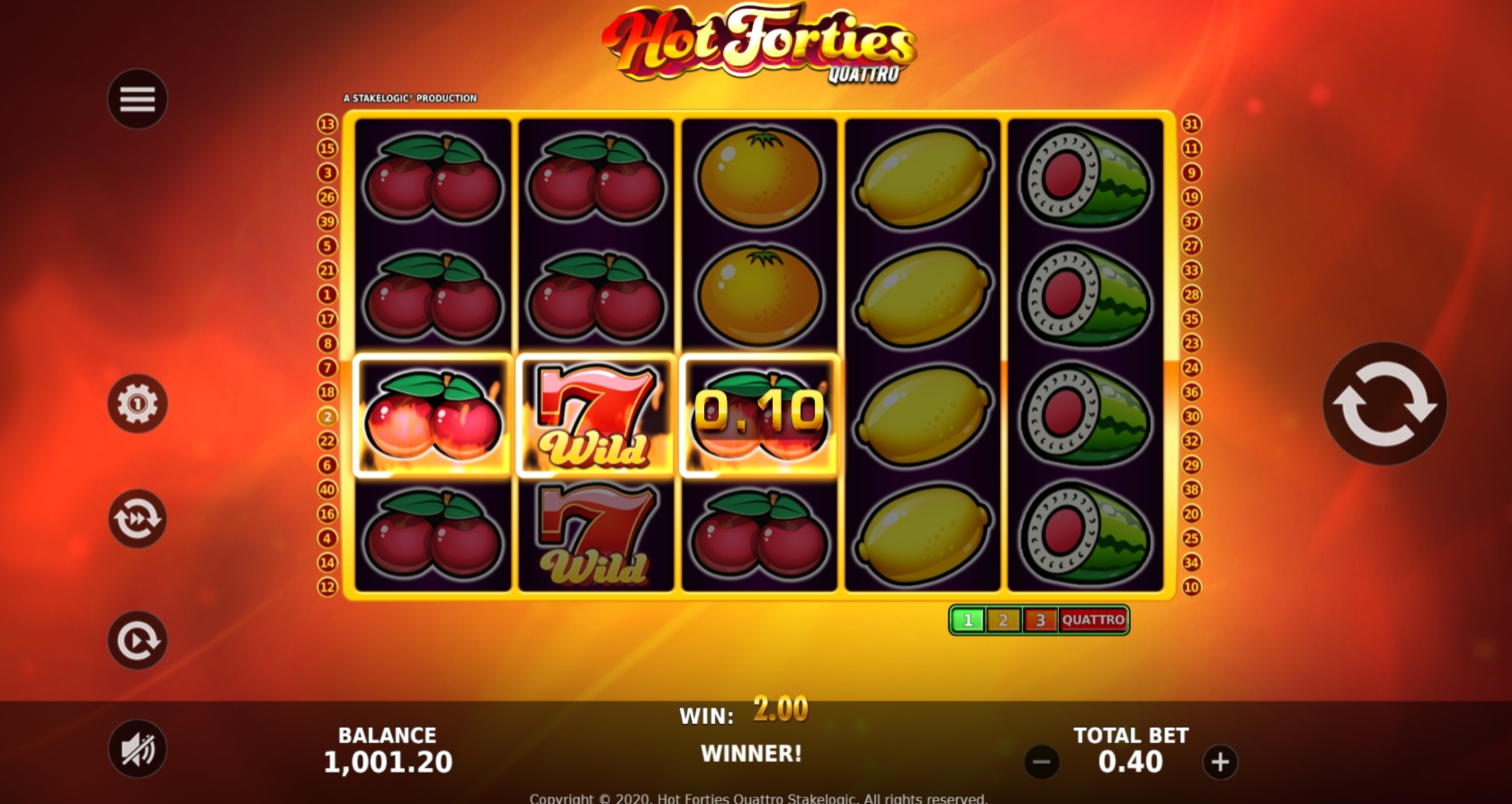 Win Money in Hot Forties Quattro Free Slot Game by Stakelogic