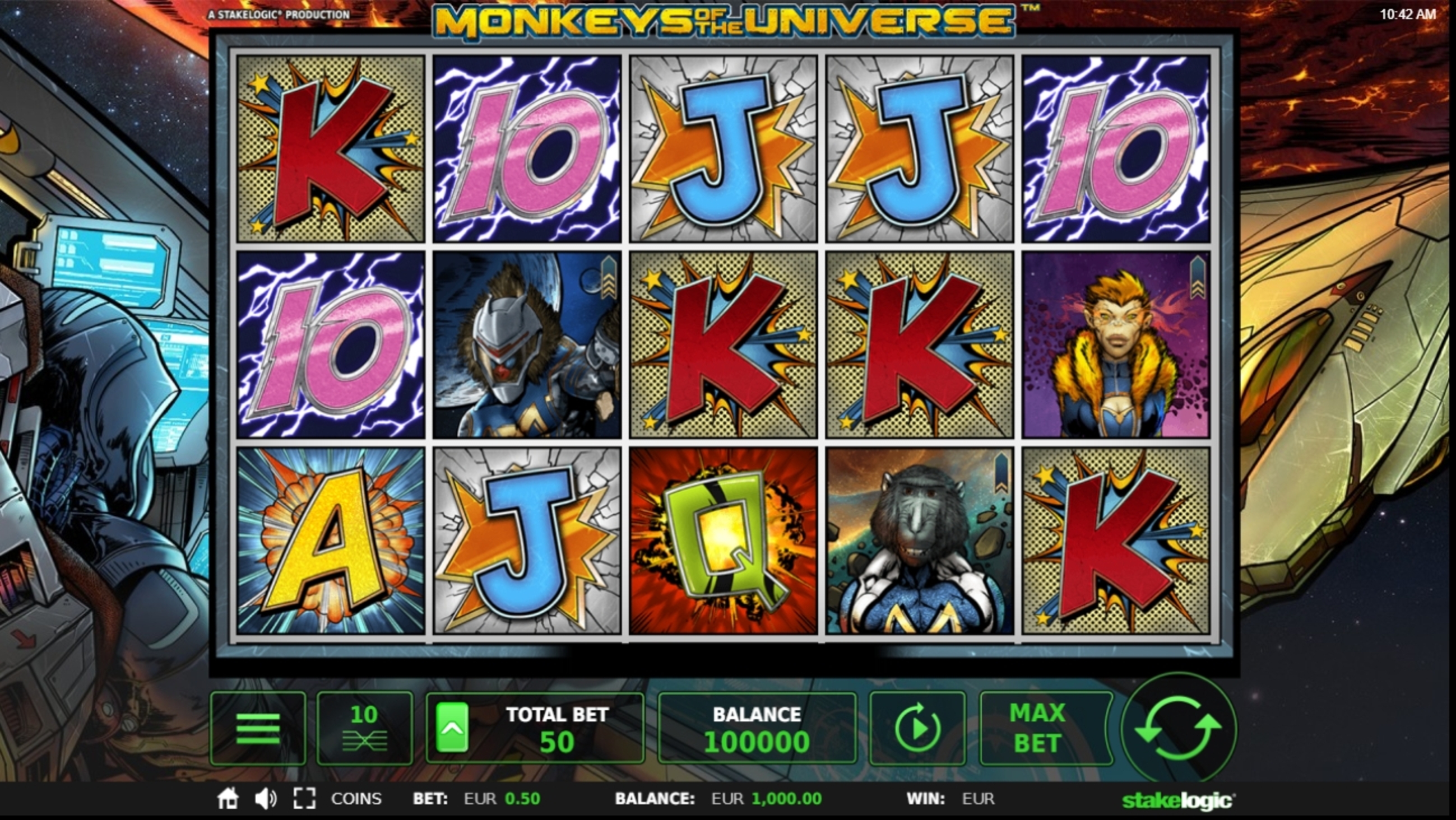Reels in Monkeys of the Universe Slot Game by Stakelogic