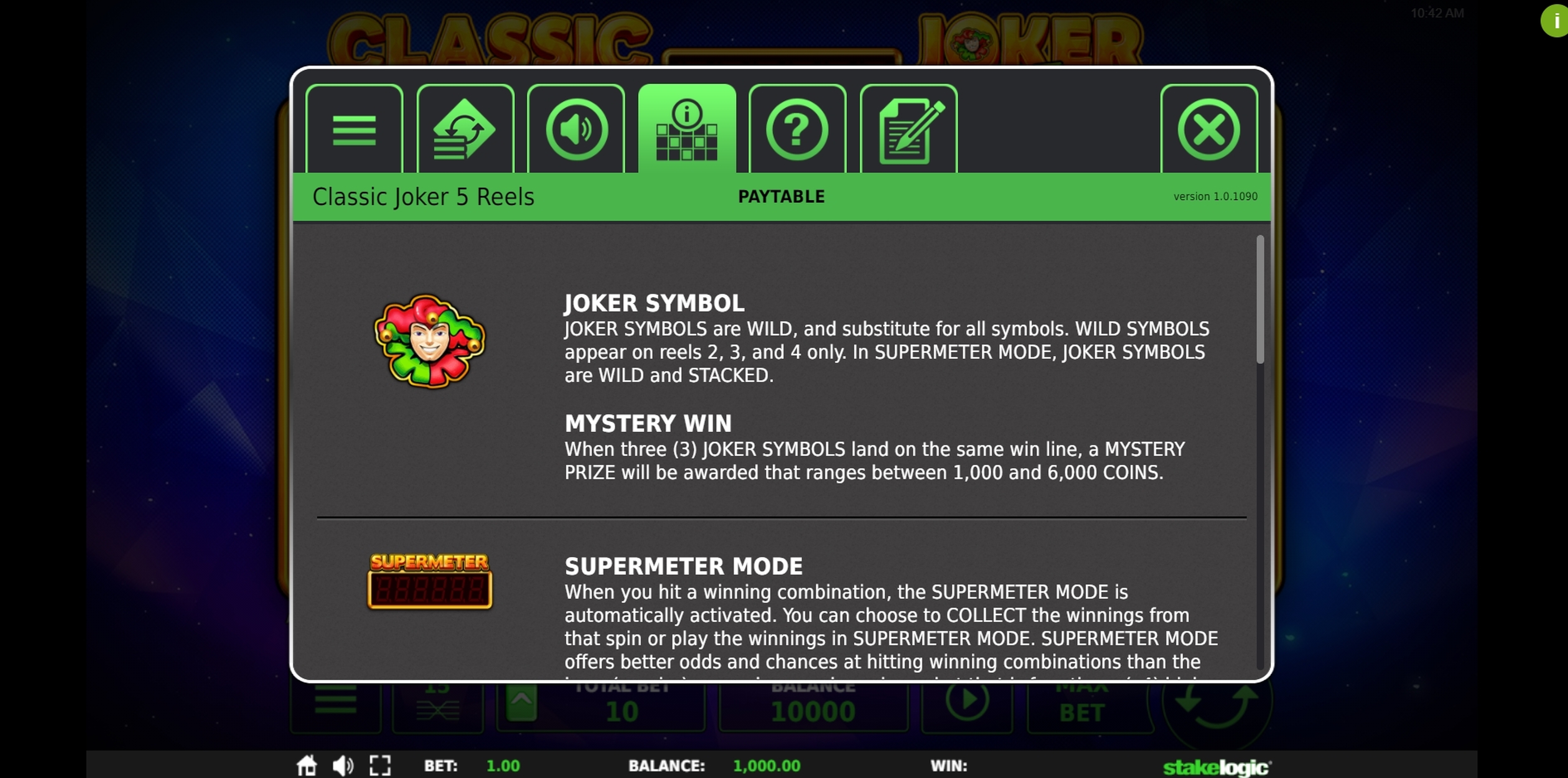 Info of Power Joker 5 Reels Slot Game by Stakelogic