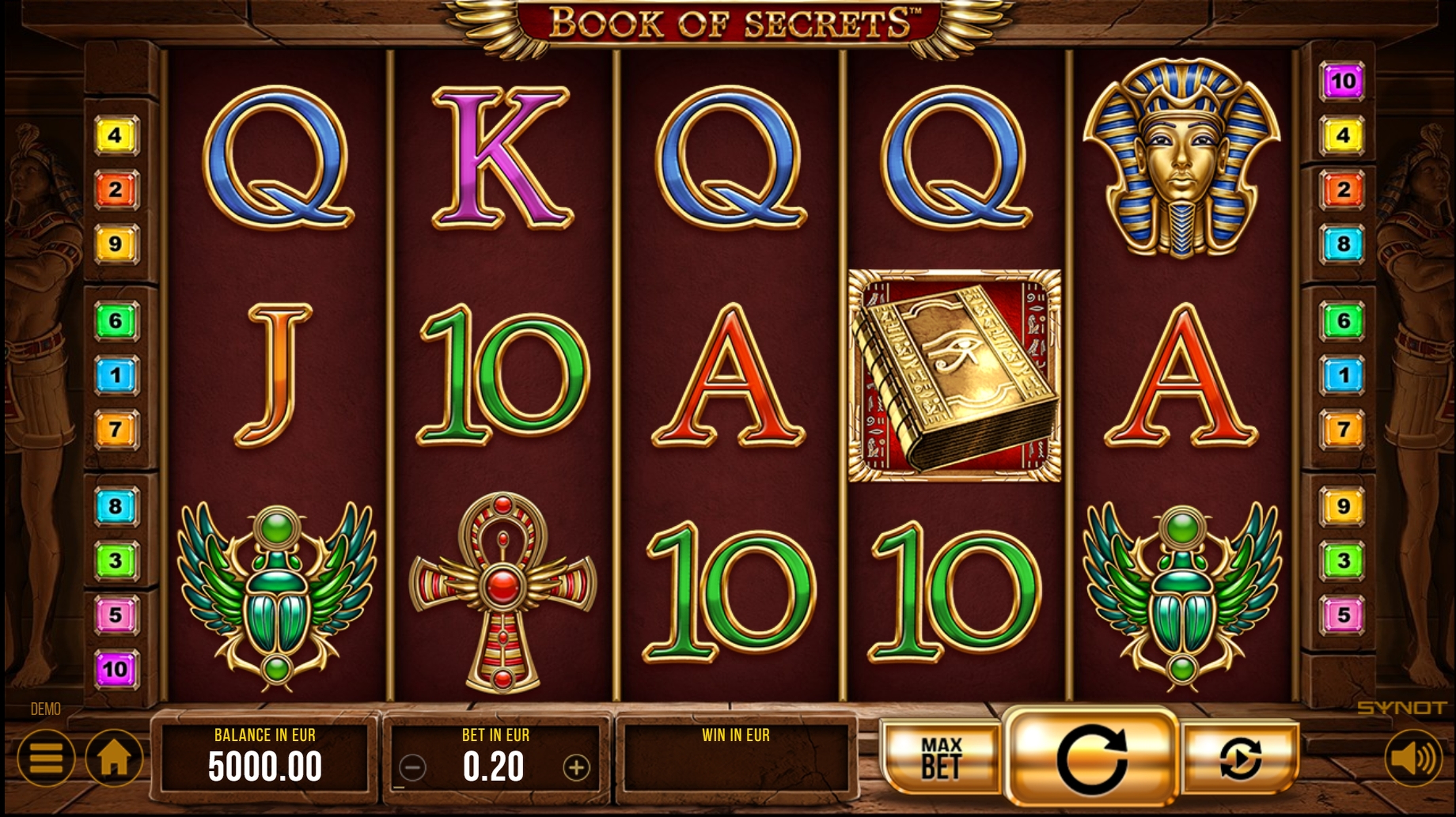 Reels in Book of Secrets Slot Game by Synot Games