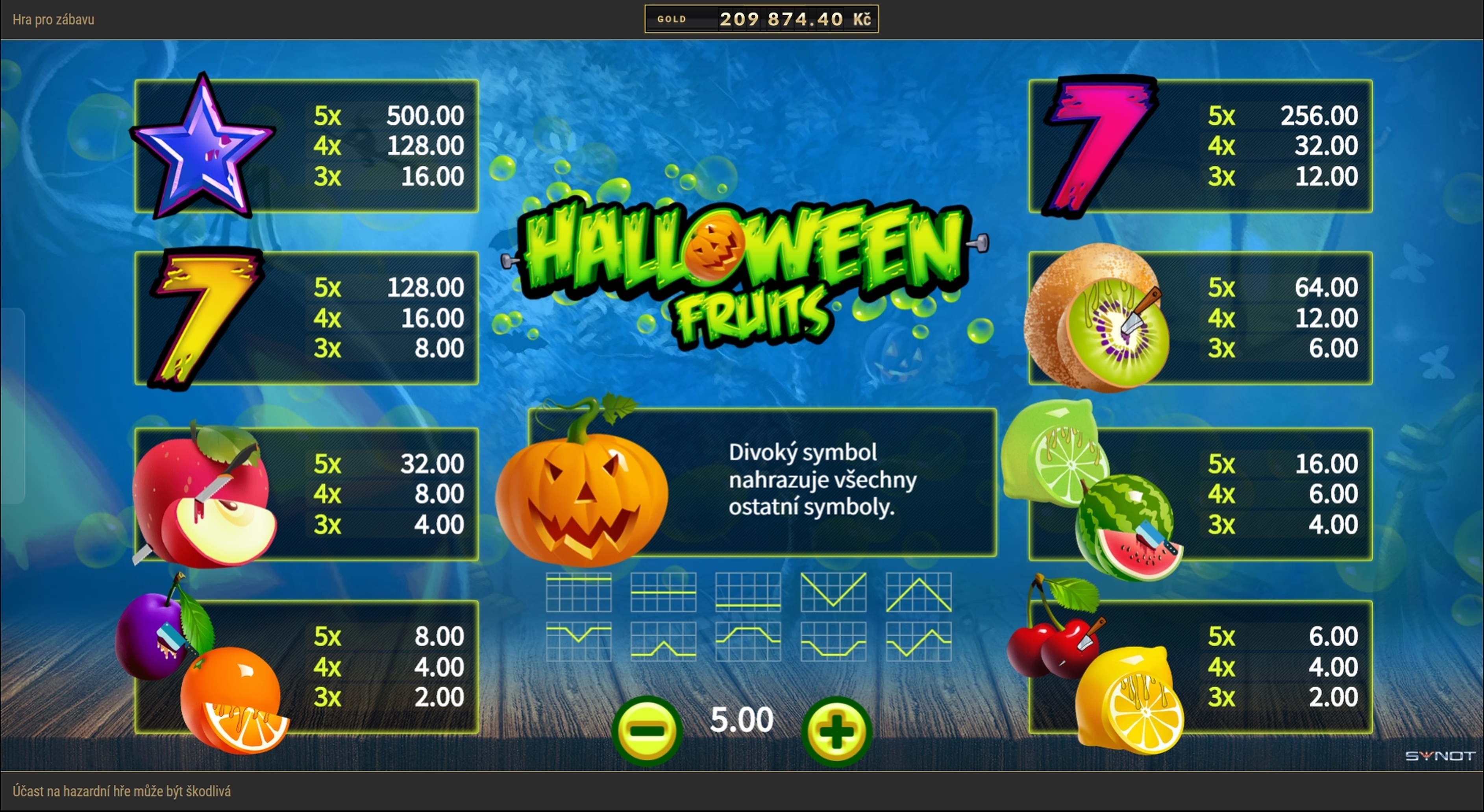 Info of Halloween Fruits Slot Game by Synot Games