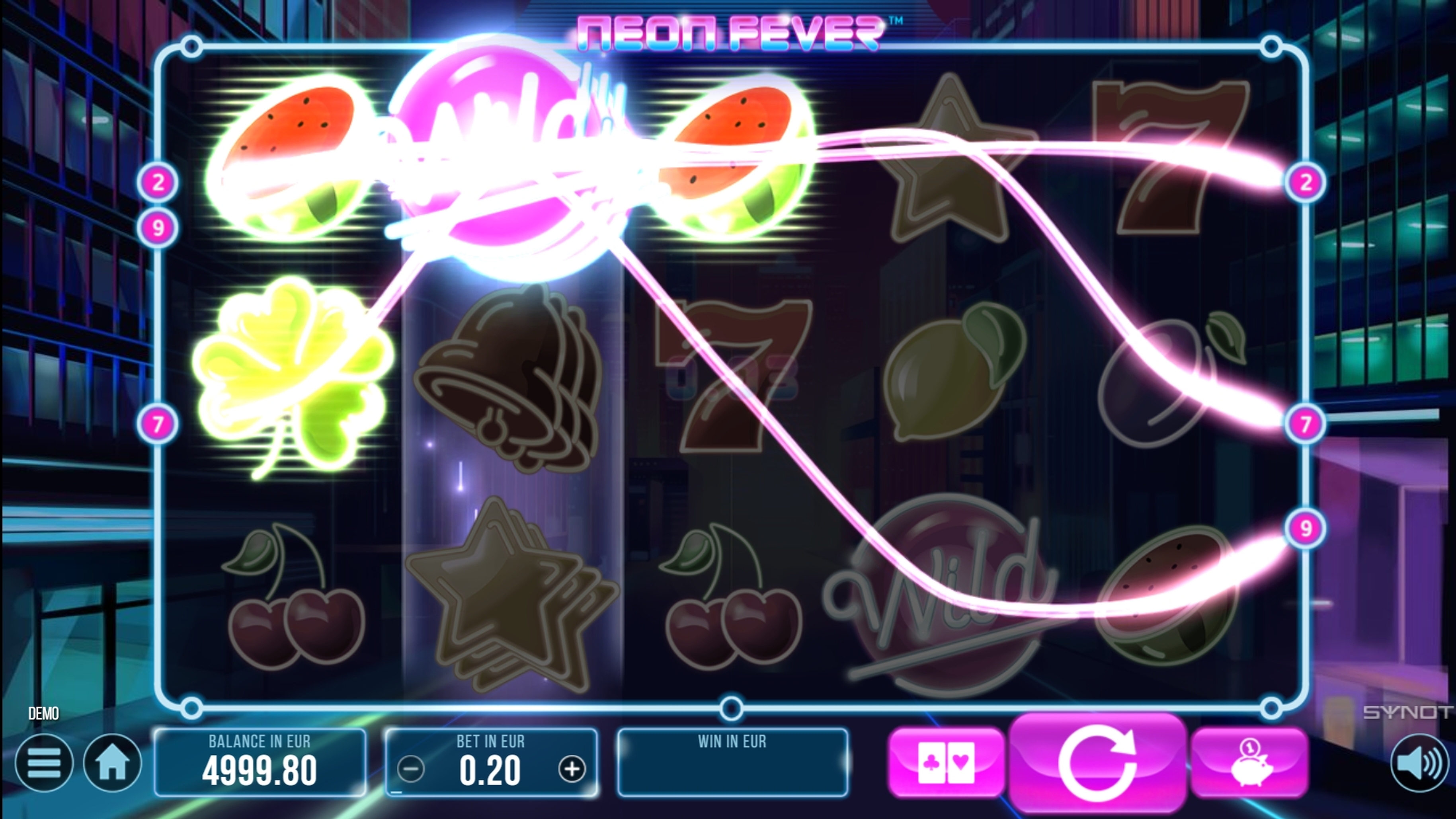 Win Money in Neon Fever Free Slot Game by Synot Games