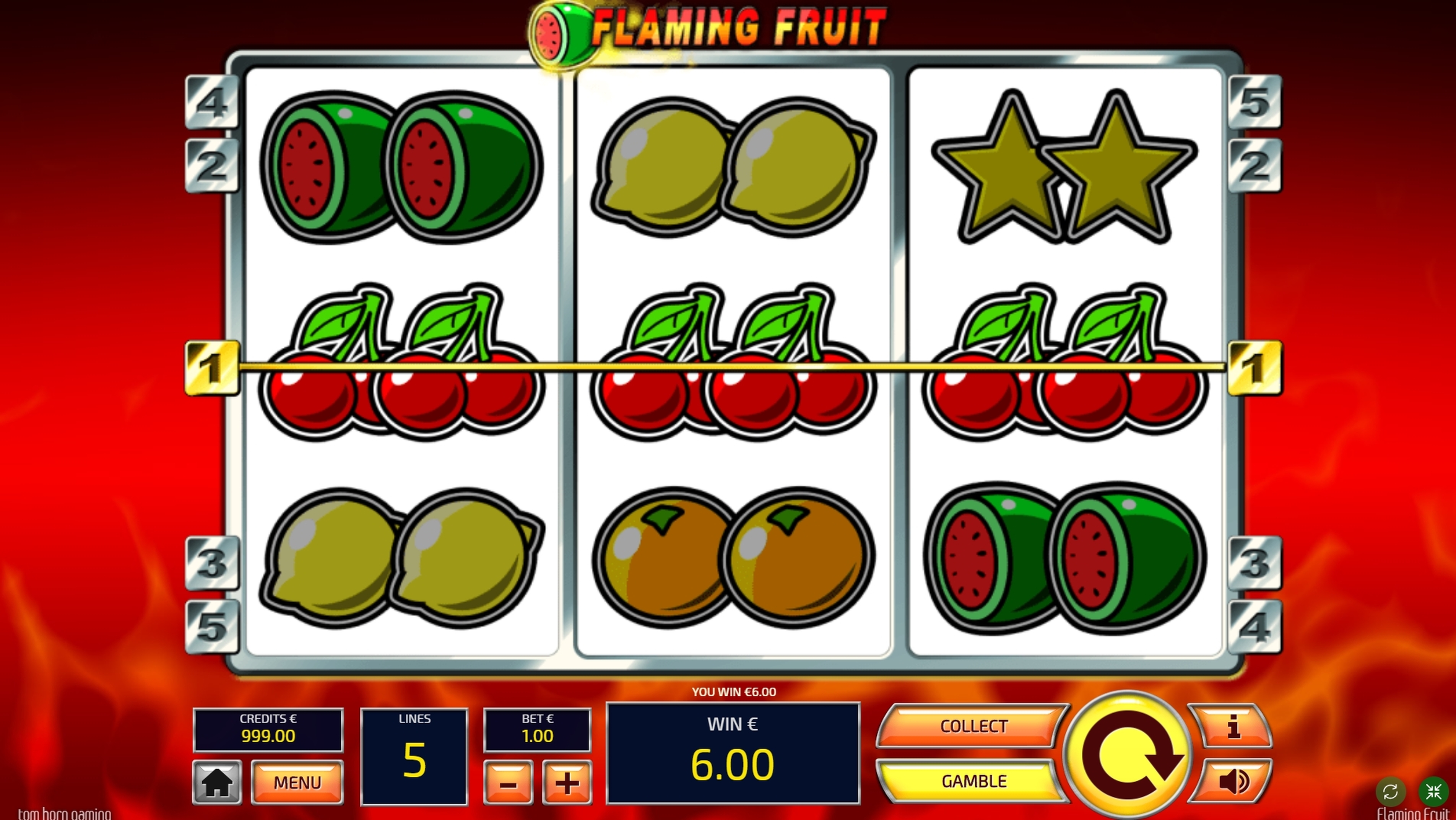Win Money in Flaming Fruit Free Slot Game by Tom Horn Gaming