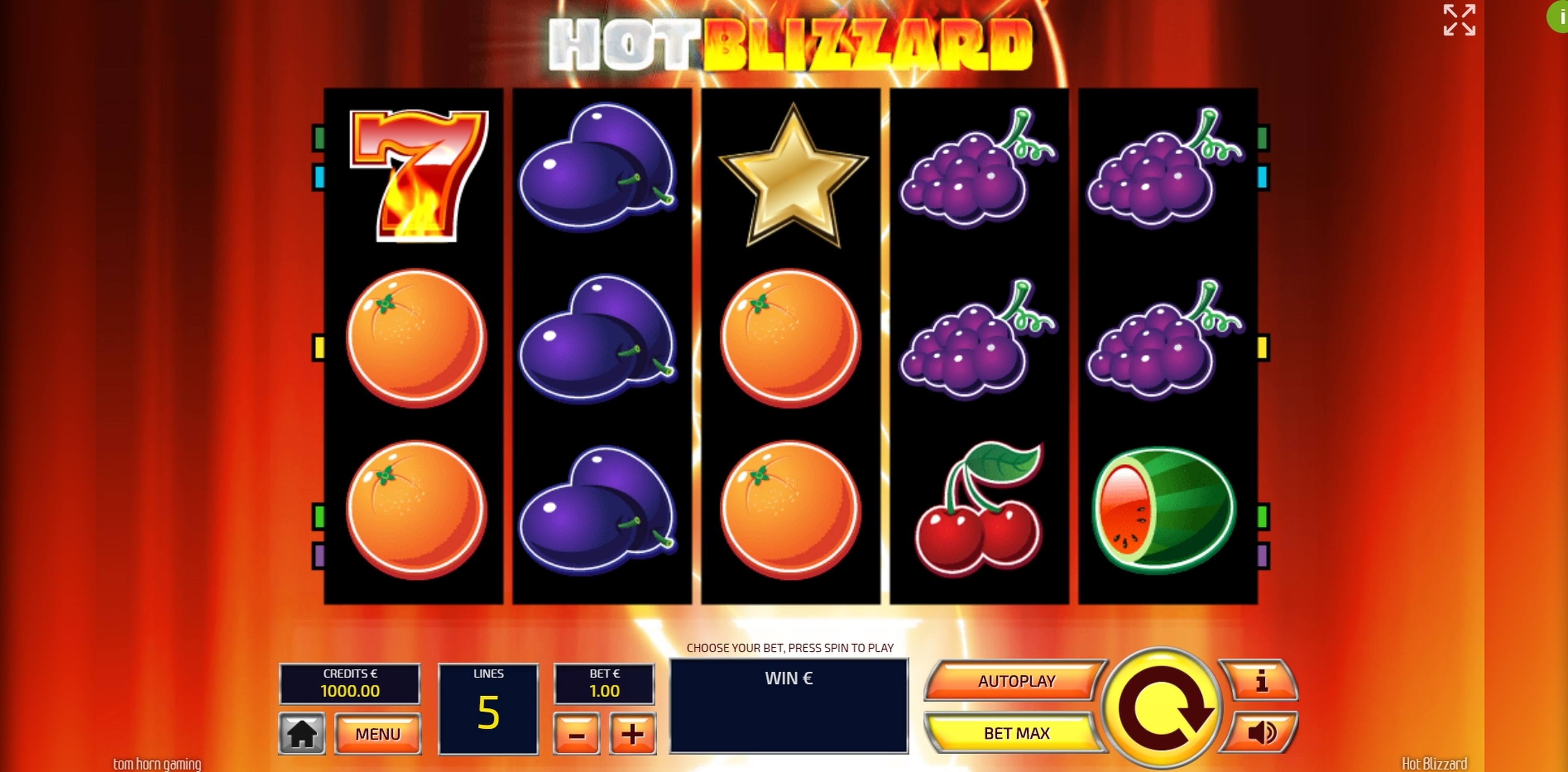 Reels in Hot Blizzard Slot Game by Tom Horn Gaming