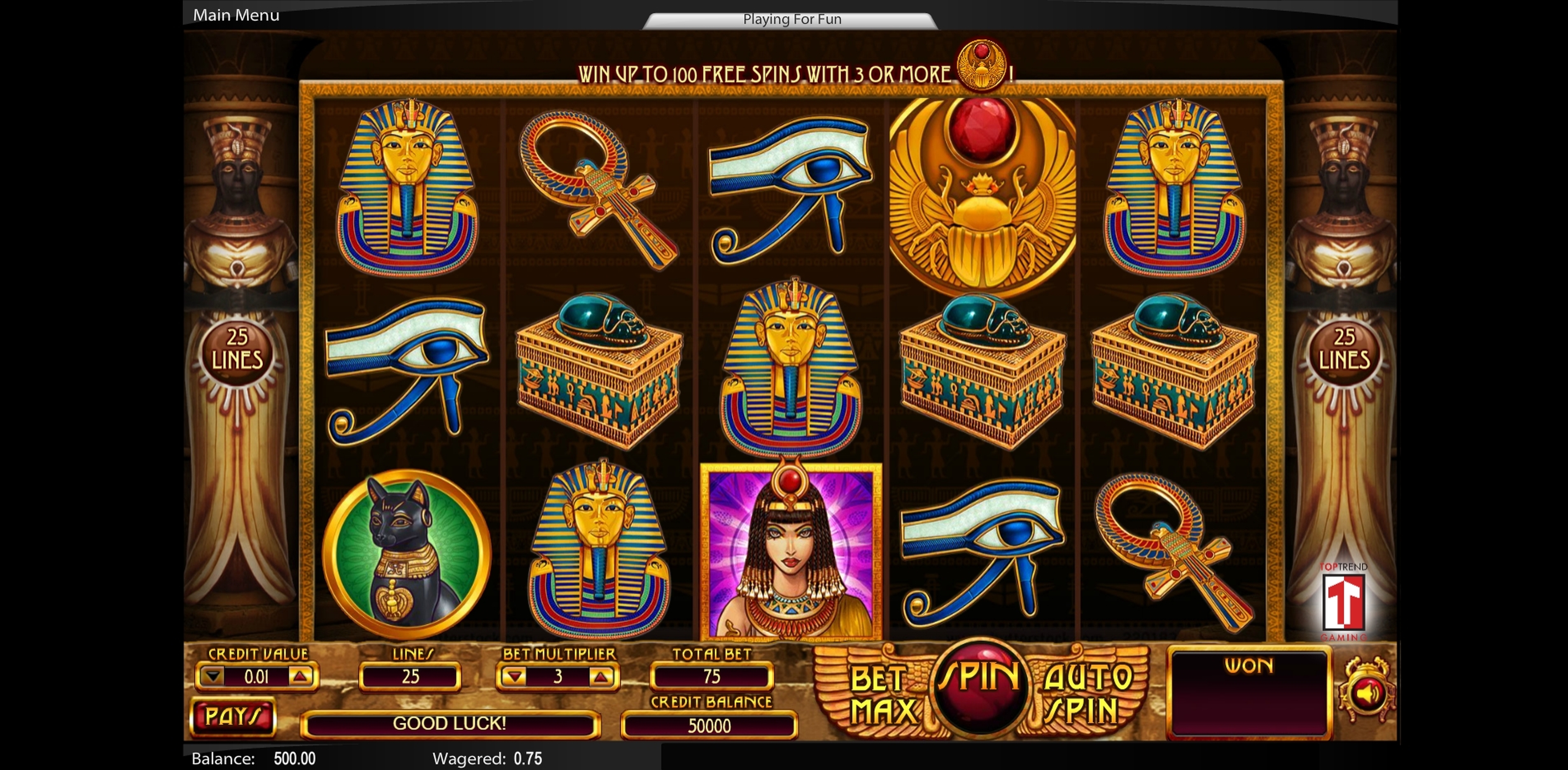 Reels in Cleopatra Slot Game by Top Trend Gaming