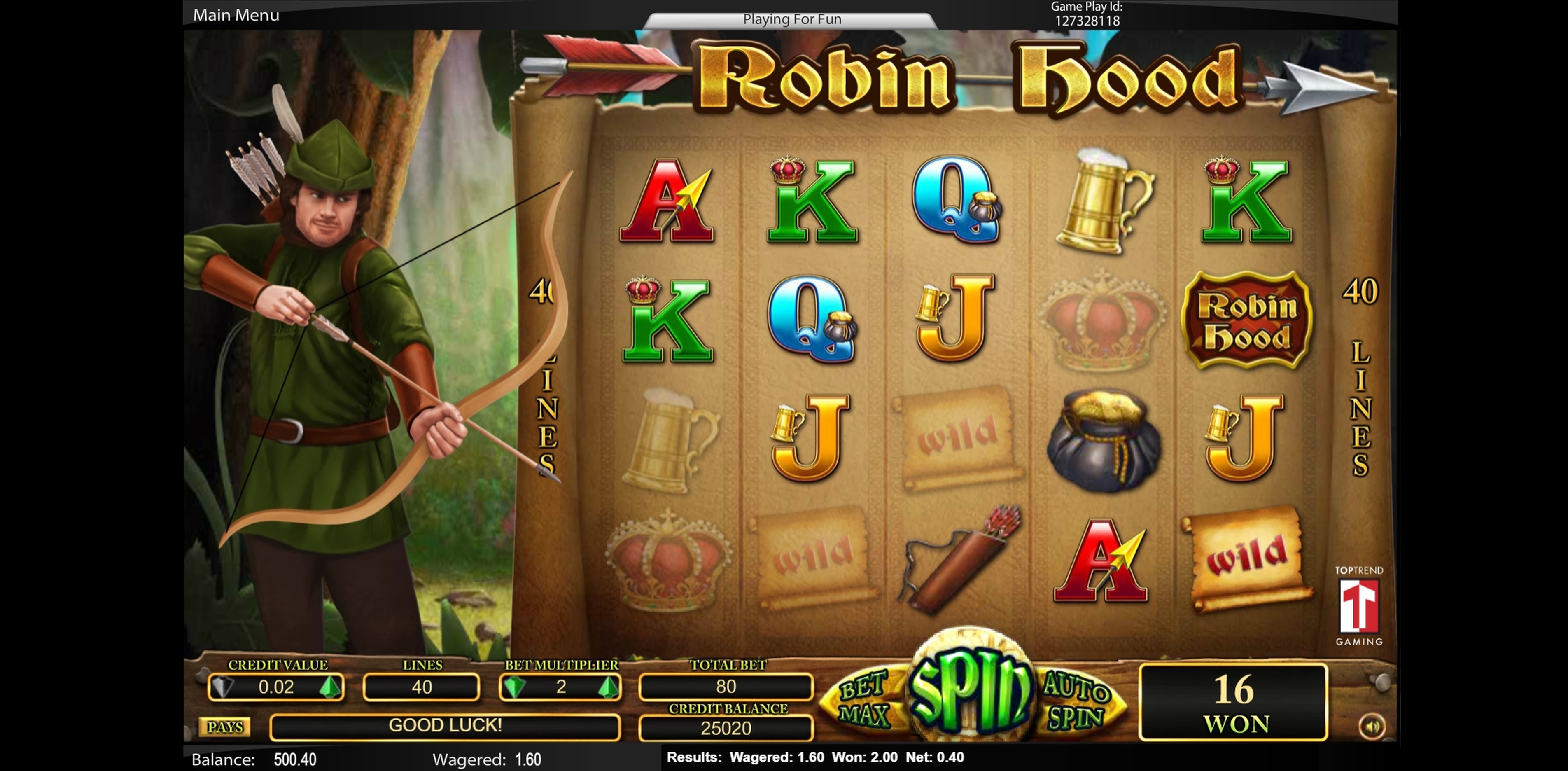 Win Money in Robin Hood Free Slot Game by Top Trend Gaming