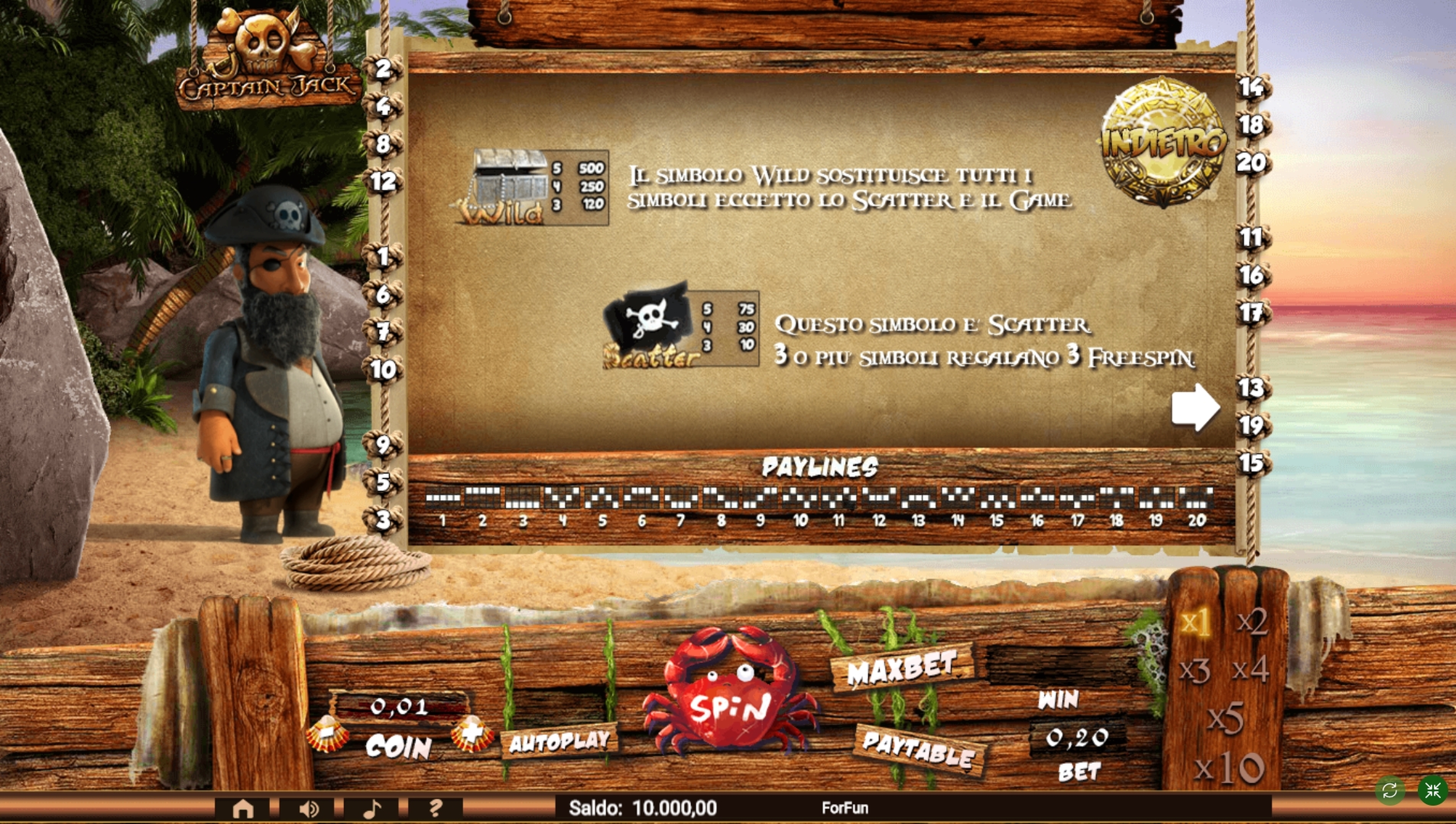 Info of Captain jack Slot Game by Tuko Productions