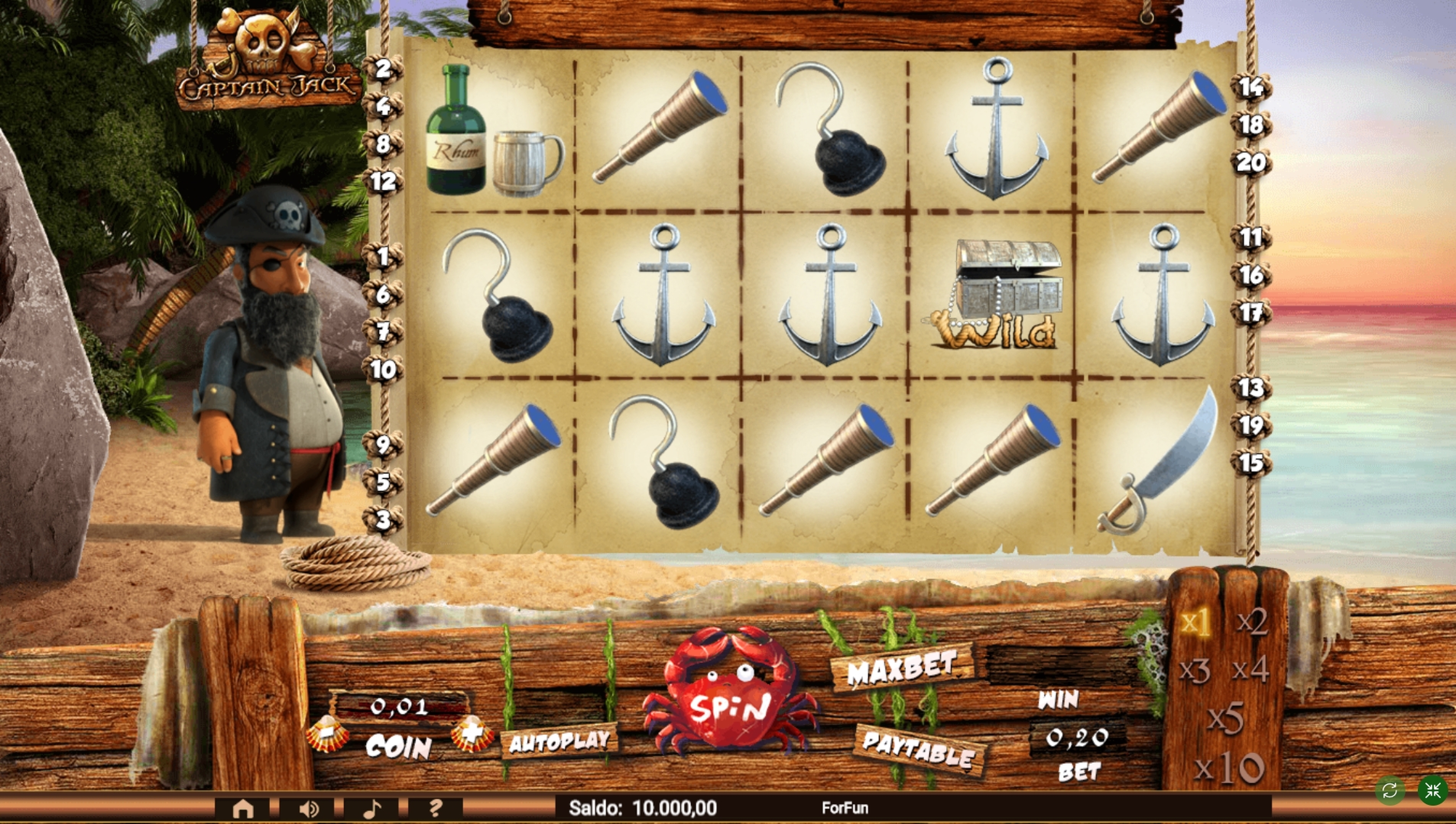 Reels in Captain jack Slot Game by Tuko Productions