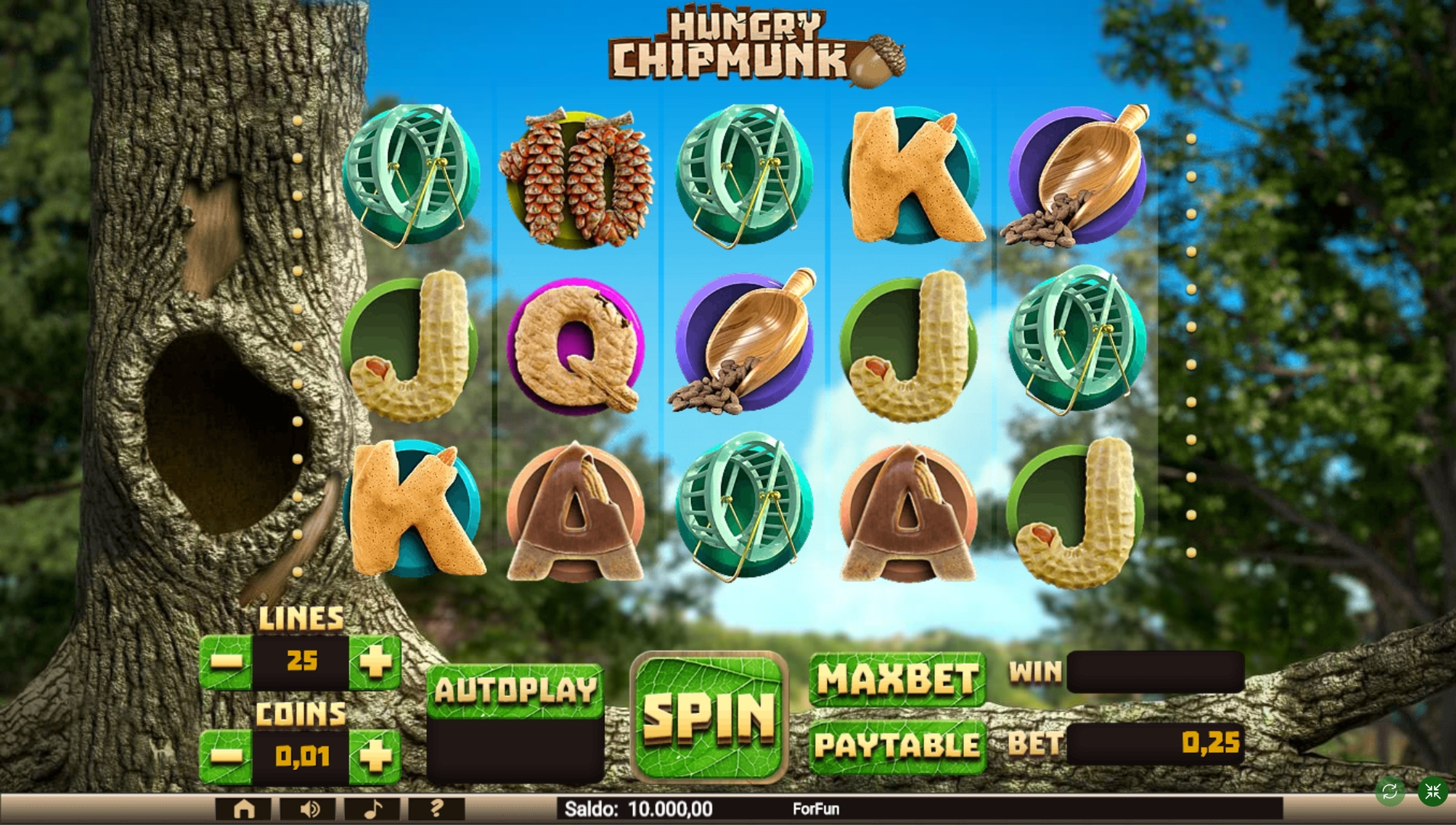 Reels in Hungry Chipmunk Slot Game by Tuko Productions