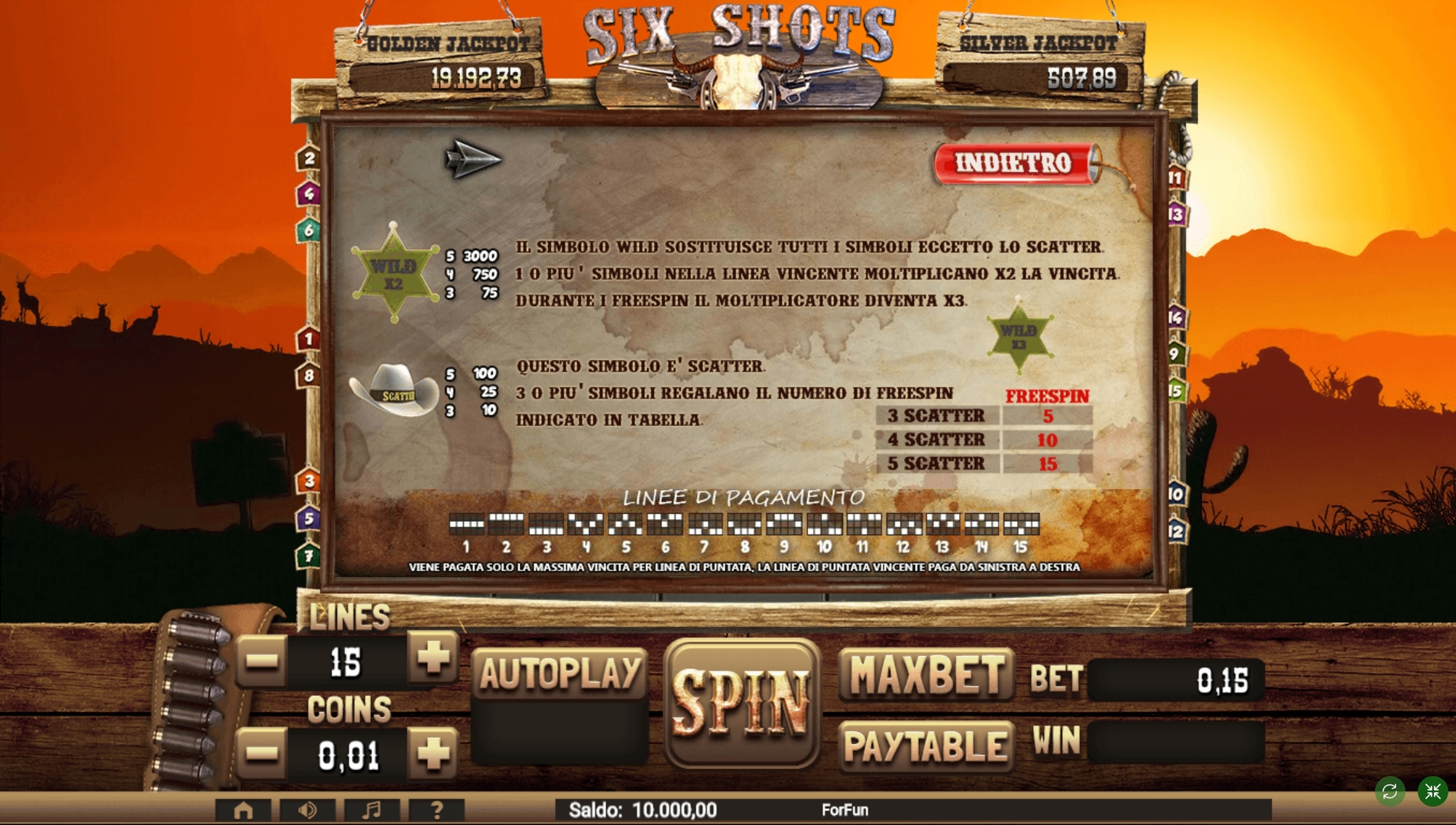 Info of Six Shots Slot Game by Tuko Productions