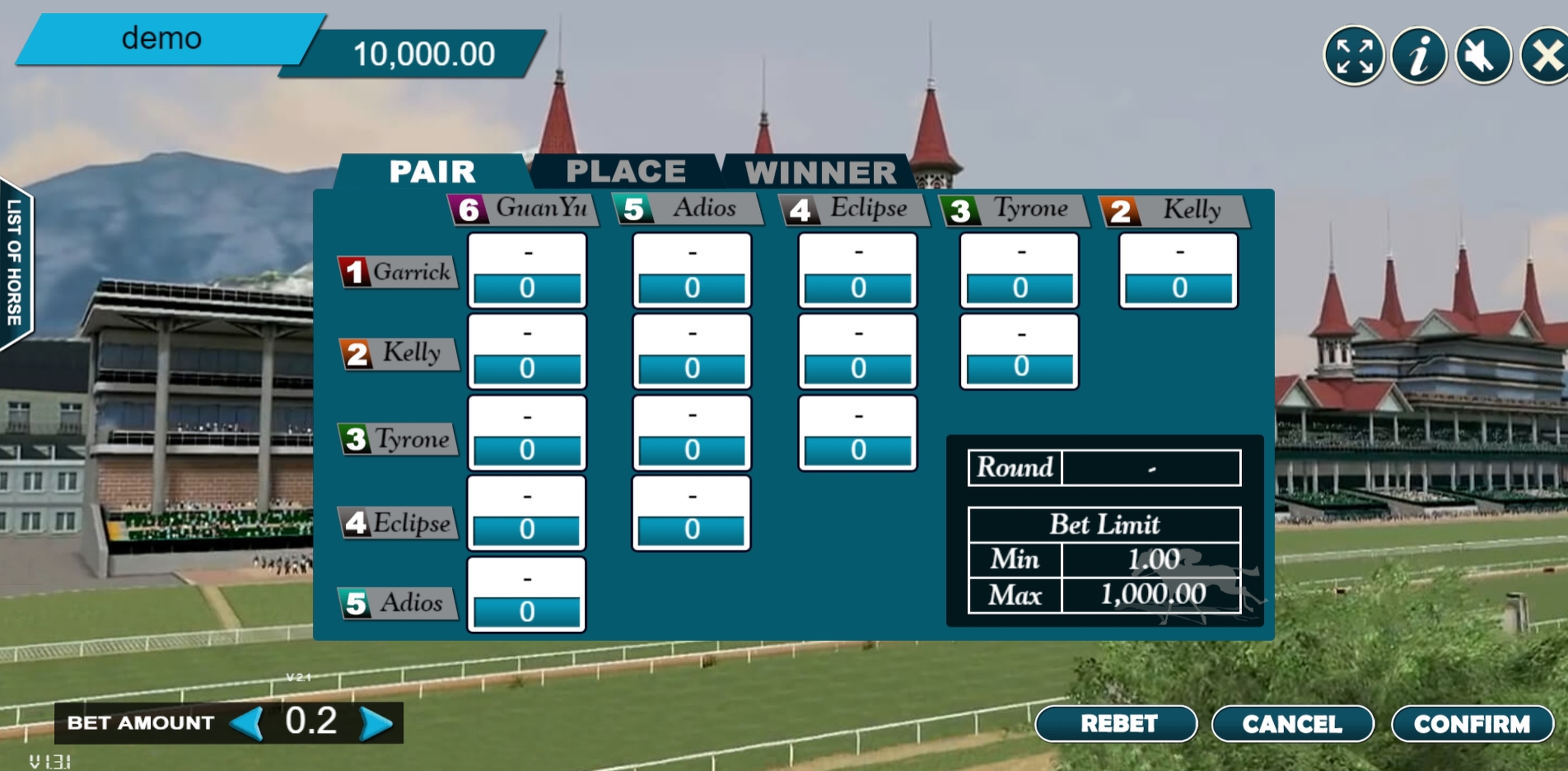 Reels in Horse Racing 1 Slot Game by Vela Gaming