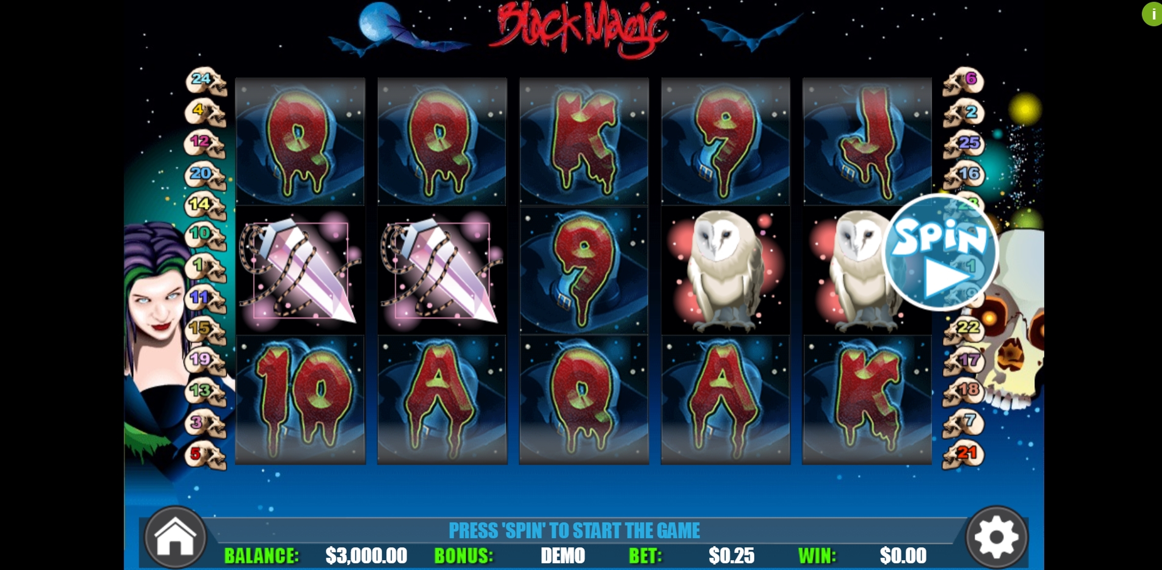 Reels in Black Magic Slot Game by Wager Gaming