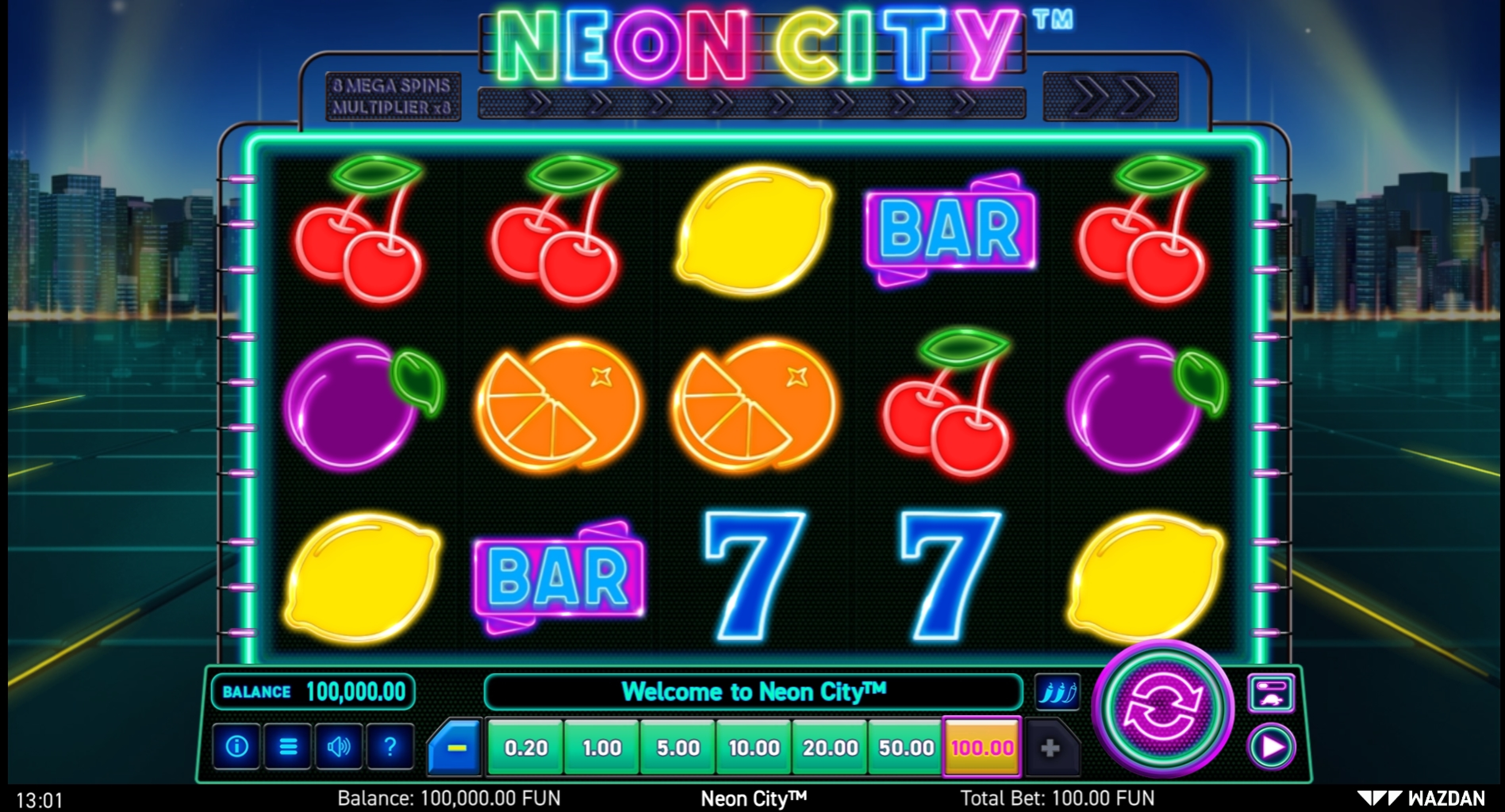 Reels in Neon City Slot Game by Wazdan
