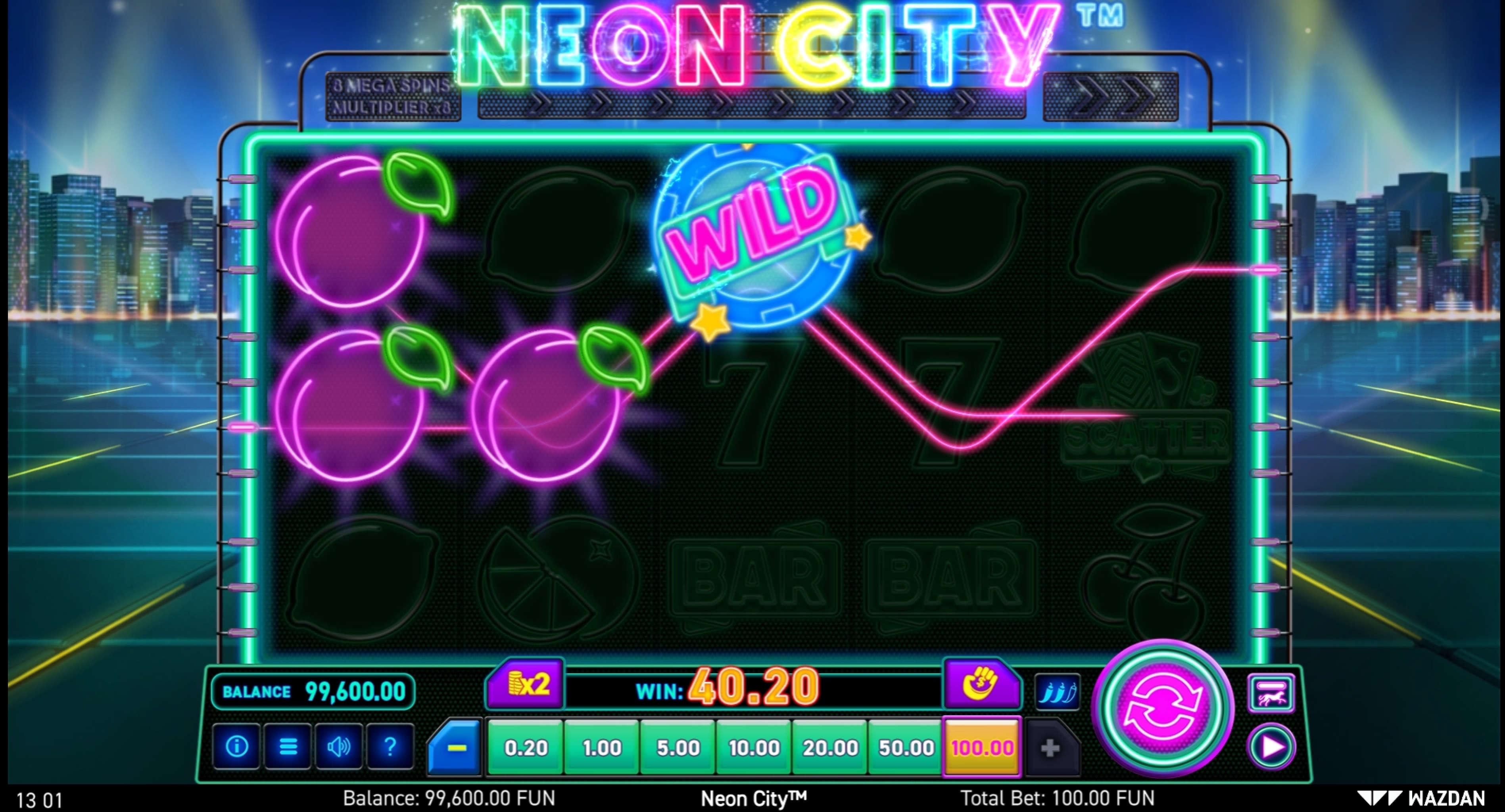 Win Money in Neon City Free Slot Game by Wazdan