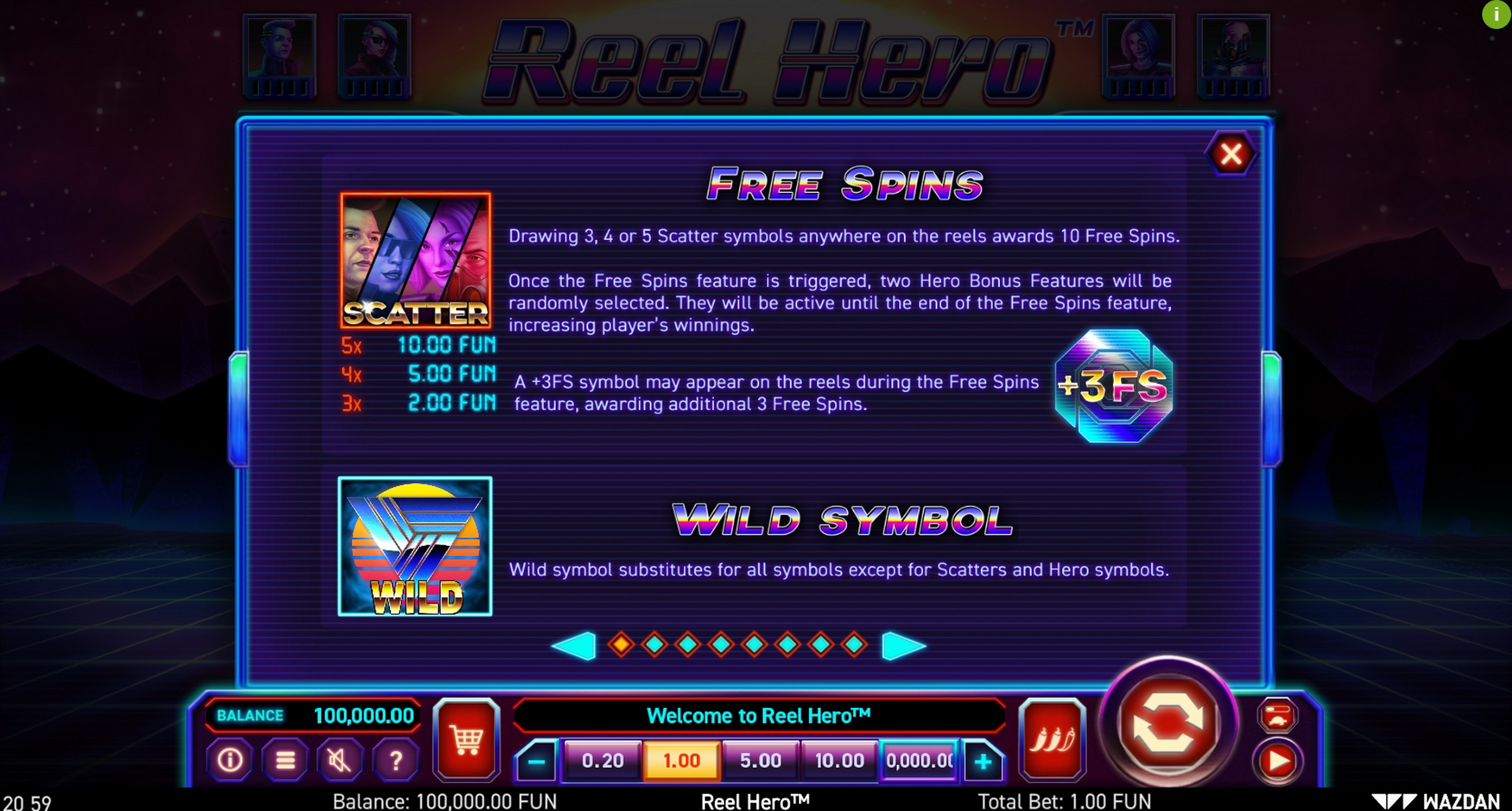 Info of Reel Hero Slot Game by Wazdan